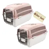 GarPet 2er Set Transportbox IATA Flugbox Flugzeug Hunde Transportbox Katze Groß für 2 Tiertransportbox Katzentransportbox Gr. M