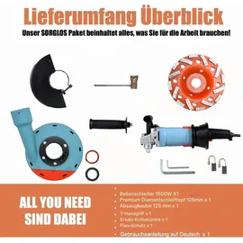 FANZTOOL Betonschleifer 1500W inkl. 125 mm Diamantschleiftopf