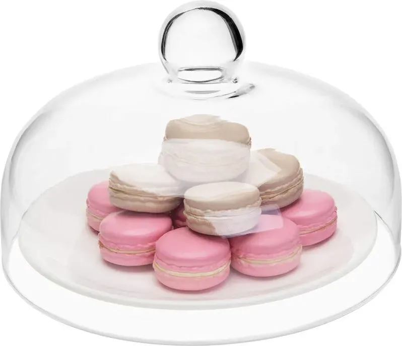 MyGift 8,7 Zoll runder Glas-Kuchenkuppeldeckel, Gebäckpräsentationskuppel mit Drehgriff, Kuchenständer-Deckel