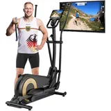 Skandika Crosstrainer Carbon P24-RG | Ellipsentrainer leise ohne Strom mit Generator, 16 Widerstandsstufen, bis 150 kg, computergesteuert, elektronischer Widerstand, Ellipsen Crosstrainer für Zuhause