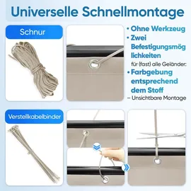 Sekey Balkonverkleidung 90 x 500 cm Taupe Polyester