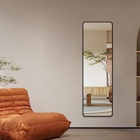 Goezes Ganzkörperspiegel 50x150 cm Standspiegel mit Schwarz Metall Rahmen, groß Spiegel dekorative Wandspiegel Bodenspiegel für Flur, Schlafzimmer, Wohnzimmer, Ankleidezimmer