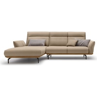 hülsta sofa Ecksofa hs.460, Sockel in Nussbaum, Winkelfüße in Umbragrau, Breite 298 cm beige