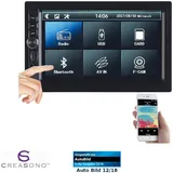 Creasono 2-DIN-MP3-Autoradio mit Touchdisplay, Bluetooth, Freisprecher, 4x 45 W