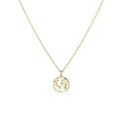 Purelei Kette mit Anhänger »Schmuck Geschenk Worldmap, mit Welt-Motiv, Necklace-WorldMap« Purelei gelbgoldfarben
