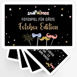 Fotospiel Fotobox Party by snaPmee - 50+4 Fotoaufgaben für Geburtstag, Hochzeit & Co - Requisite, Accessoire, Zubehör, Schwarz Gold