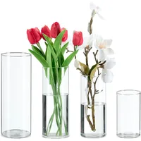 Relaxdays Vasen aus Glas, 4 Blumenvasen in versch. Größen,