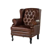 Massivmoebel24 Ohrensessel Chesterfield Leder 88 x 108 x 80 cm Braun