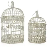 Moritz Hängedekoration Deko-Vogelkäfig Set 2-tlg. Shabby Stil Altweiß Metall
