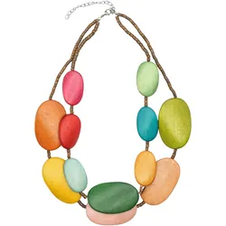 Kette mit Anhänger "Maricel", Damen, Gr. one size, Holz, bunt (multi), COLLEZIONE ALESSANDRO, Basic, Halsketten, Holzelemente in verschiedenen Größen und Formen