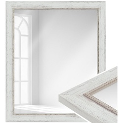 WANDStyle Wandspiegel H690, Weiß, aus Massivholz im Vintage Stil weiß 57 cm x 47 cm