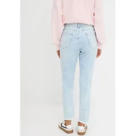 bonprix Mom-Jeans BONPRIX, Damen, Gr. 36, N-Gr, blau used, Denim/Jeans, Obermaterial: 82% Baumwolle, 17% Polyester, 1% Elasthan, regular fit, Jeans, modischer Schnitt, Regular Fit, ausgefranster Saum