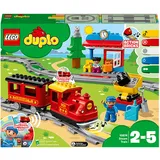 LEGO DUPLO Dampfeisenbahn, Eisenbahn-Spielzeug aus LEGO Steinen mit Tierfigur, Zug-Spielzeug für Jungen und Mädchen, mit Licht & Geräuschen sowie Push-&-Go-Motor, Geschenk für Kinder ab 2 Jahren 10874