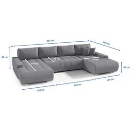 Fun Möbel Wohnlandschaft Sofa mit Schlaffunktion VOGAR Stoff Monolith Honiggelb - Gelb