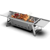 GENCAM Tragbarer Grill, Edelstahl Klappbarer Holzkohlegrill, Tragbarer BBQ Grill für Outdoor Picknick, Camping, Reisen, Strand