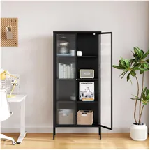 [en.casa] Vitrinenschrank Vinterhavn 180 x 80 x 35 cm Schwarz