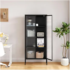 [en.casa] Vitrinenschrank Vinterhavn 180 x 80 x 35 cm Schwarz