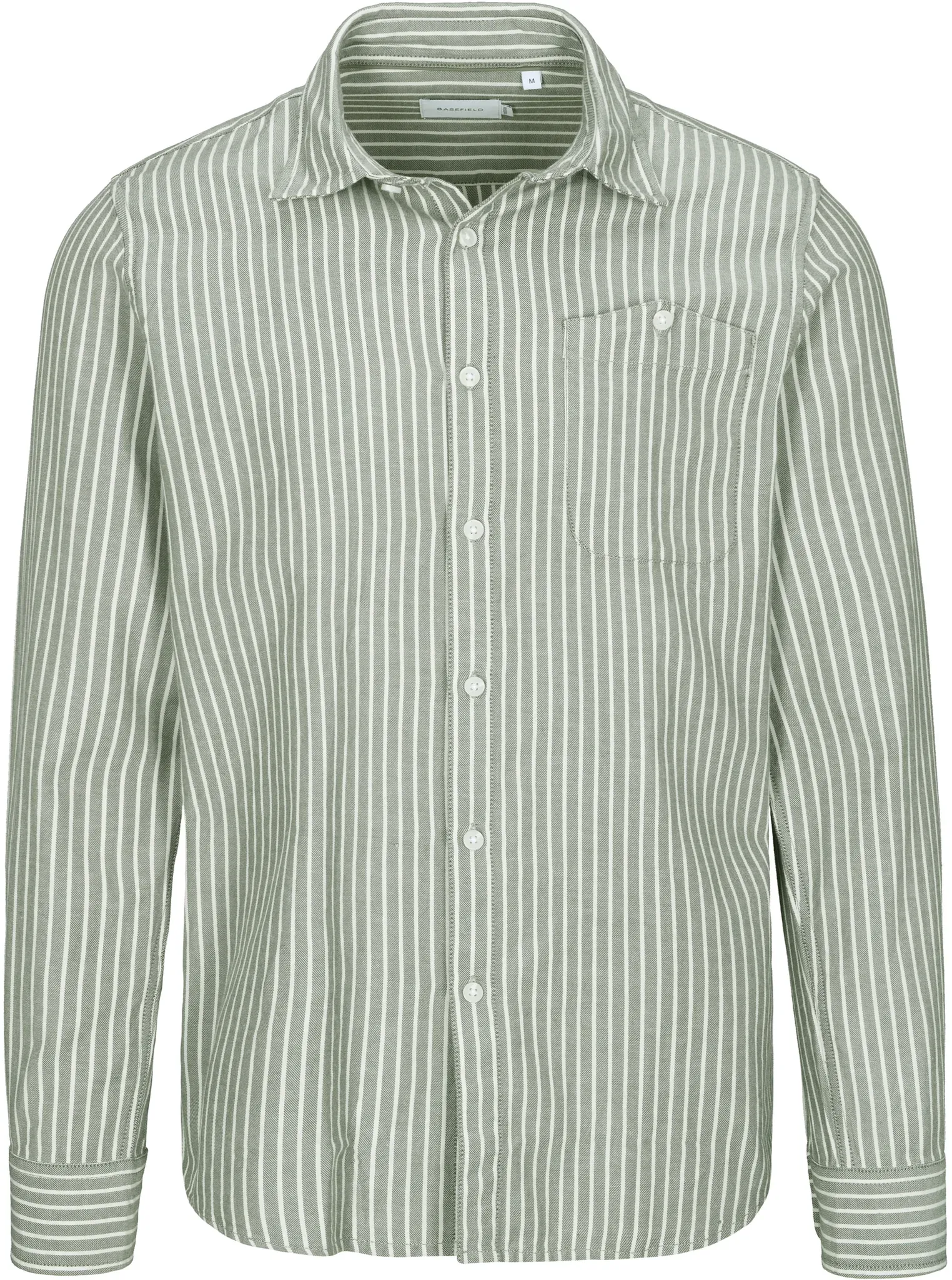 Langarmhemd BASEFIELD, Herren, Gr. XL (43/44), Normalgrößen, grün gestreift, Obermaterial: 100% Baumwolle., gestreift, Hemden