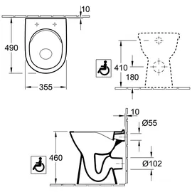 Villeroy & Boch ViCare Stand-WC mit WC-Sitz Weiß Alpin mit CeramicPlus