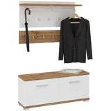 CARO-Möbel Schuhbank 90 x 40 x 34 cm Eiche/Weiß / weiß