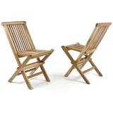 VCM 2er Set Kinder Klappstuhl Gartenstuhl Teak Holz behandelt Maße H. 60 x B. 30 x T. 40cm