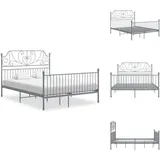 Bettgestell Ohne Matratze Grau Metall 140×200 Cm - Metallbett - Doppelbett - Bettrahmen - Boxspringbetten - Schlafzimmermöbel