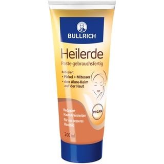 Bullrich Heilerde Paste | gebrauchsfertig | reduziert Pickel und Mitesser | befreit verstopfte Poren | mattiert | frei von Duftstoffen | vegan | 200 ml (1er Pack)