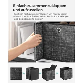 Songmics Aufbewahrungsbox 33 x 33 x 33 cm 6-tlg. schwarz meliert