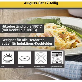 Krüger Aluguss-Topf-Set 6-tlg. schwarz 4 x Fleischtopf + Stieltopf + Steakpfanne