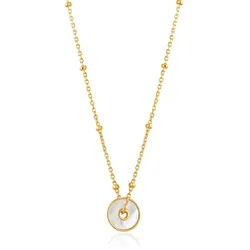 ANIA HAIE - MOTHER OF PEARL DISC NECKLACE - gold
