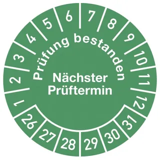 Dreifke Dreifke® Prüfplakette Prüfung bestanden... 2026 - 2031, Folie, Ø 30 mm, 10 Stück/Bogen