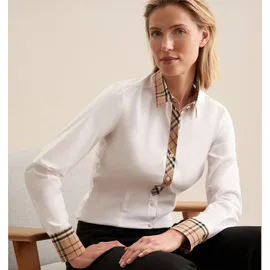 Seidensticker Popeline-Bluse mit Karodetail - Damen - Gr. 36 - weiß