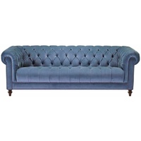 JVmoebel Chesterfield-Sofa, Hellblau Dreisitzer Stoff Chesterfield Design Couchen Polster Sofas blau