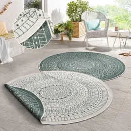 HANSE HOME Porto Wendeteppich Ø 100 cm grün/weiß