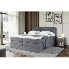 altdecor Boxspringbett mit Matratze und Topper, Polsterbett mit, H3- und H4- Matratzen, Bettkasten, ... - Dunkelgrau