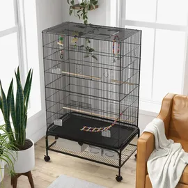 PawHut Vogelkäfig Vogelhaus 97 x 58 x 160 cm schwarz