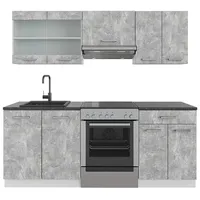 Vicco Küchenzeile R-Line 200 cm Beton/Weiß