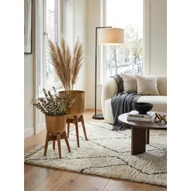 KADIMA DESIGN Alu-und-Holz Pflanzenkübel Set 31x31x51 cm Gold/Braun