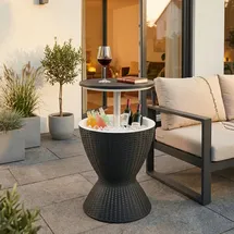 casa.pro Atessa Gartentisch 58 x 49 x 58 cm Rattanoptik Schwarz