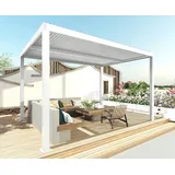 Mendler Pergola HWC-L46, Gartenpavillon Lamellen-Pavillon, 11cm-Aluminium-Gestell, Regenrinne sturmfest, 3x3m ~ weiß