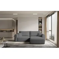 Fun Möbel Ecksofa Sofa FLAVIO mit Schlaffunktion Stoff Abriamo Grau Ottomane Rechts - Grau