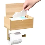 Famanu Toilettenpapierhalter mit Feuchttuchbox - Bamboe, ohne Bohren