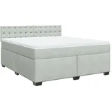 vidaXL Boxspringbett mit Matratze Hellgrau 180x200 cm Samt