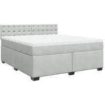 vidaXL Boxspringbett mit Matratze Hellgrau 180x200 cm Samt