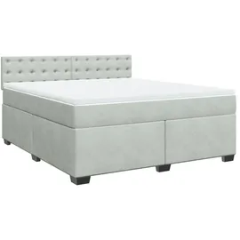 vidaXL Boxspringbett mit Matratze Hellgrau 180x200 cm Samt