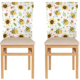 FRODOTGV Spring Stuhlhussen mit süßen, fetten Bienen, fröhlicher Schmetterling, für Hochzeitsbankette, Stuhlhussen für Esszimmerstühle, 2er-Set, Anti-Staub, Parson-Stuhlhussen