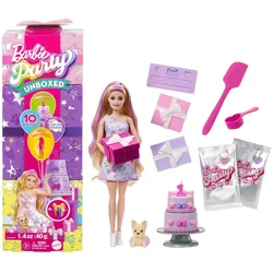 Barbie Party Unboxed Haustier Geburtstag Serie - lila Kleid
