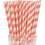 YAOSHENG 100 PCS Pink Strohhalme Papier, Biologisch Abbaubare, Bunte Papier Trinkhalme Geeignet für Partys, Hochzeiten und Anlässe, Party Strohhalme