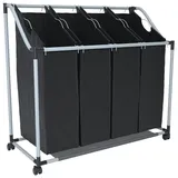vidaXL 4 Fächer Schwarz Wäschesortierer