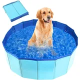 MAIROX Hunde Pool, Hunde Planschbecken, Faltbarer Pool für Hund und Katze, Hundebadewanne, Hundepool Klein, Hundepool fur Große Hunde, Bademuschel für Hunde mit Wasserablassventil (60 x 20 cm)